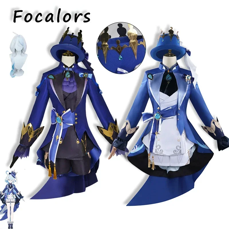 Focalors Furina تأثيري Genshin تأثير زي معطف قبعة Furina دي فونتين الساق لعبة الملابس هالوين حفلة كرنفال زي