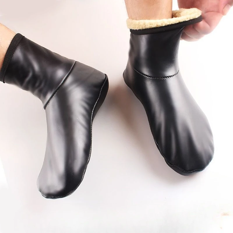 Unisex Double-Layer Warm Floor Socks for Autumn/Winter,Thick Plush Thermal Sleep Sock, Waterproof&Anti-Dirty Mid-Calf Crew Socks