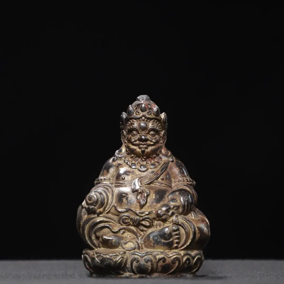 Pure Copper Yellow Jambhala Buddha Statue Small Exquisite Carving Tibetan Buddhist Wealth Gift