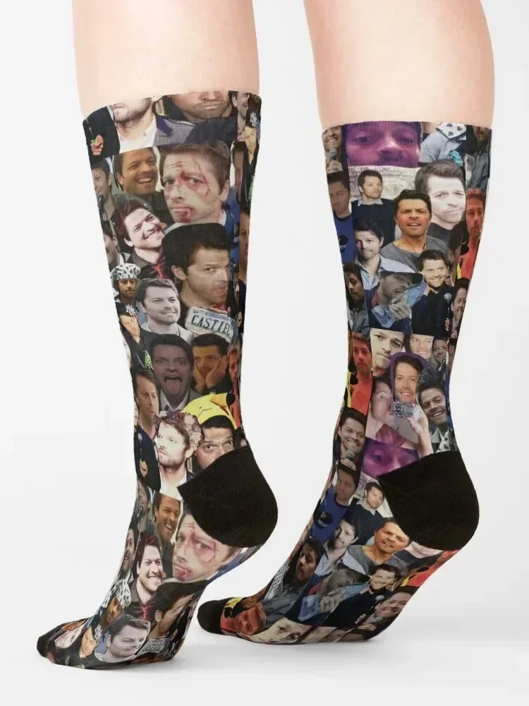 Misha Collins Collage Socks funny gifts halloween colored sheer Women Socks Men's