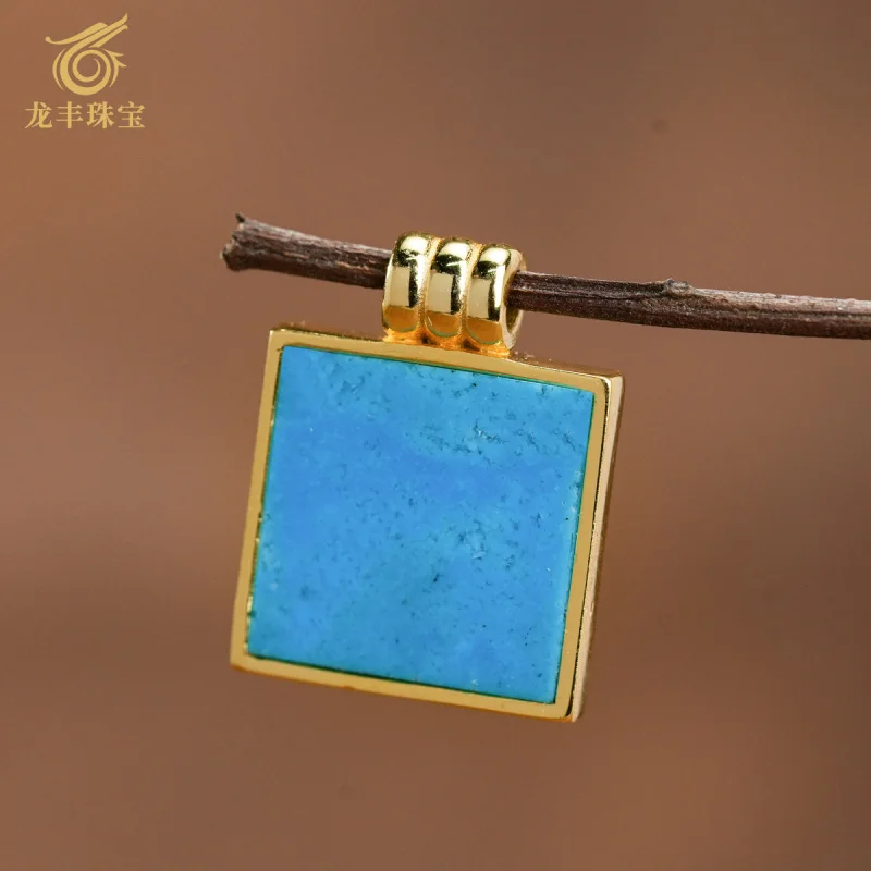 S925 Silver Plated 18K Gold Turquoise No Matter Simple Women's Pendant Accessories