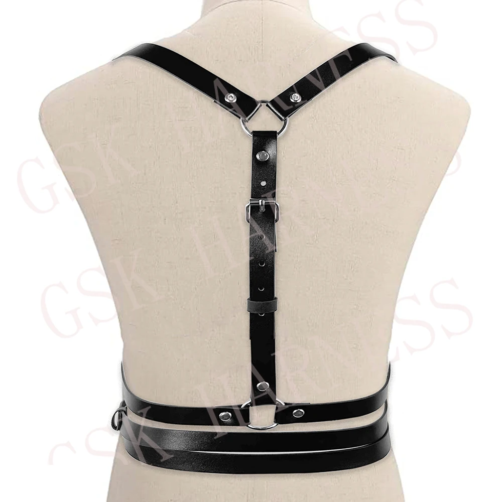 Gothic Leather Sexy Chest Harness Punk Women\'s Body Bondage Cage Sculpting Harness Waist Belt Bdsm Erotic Bra Straps Suspenders