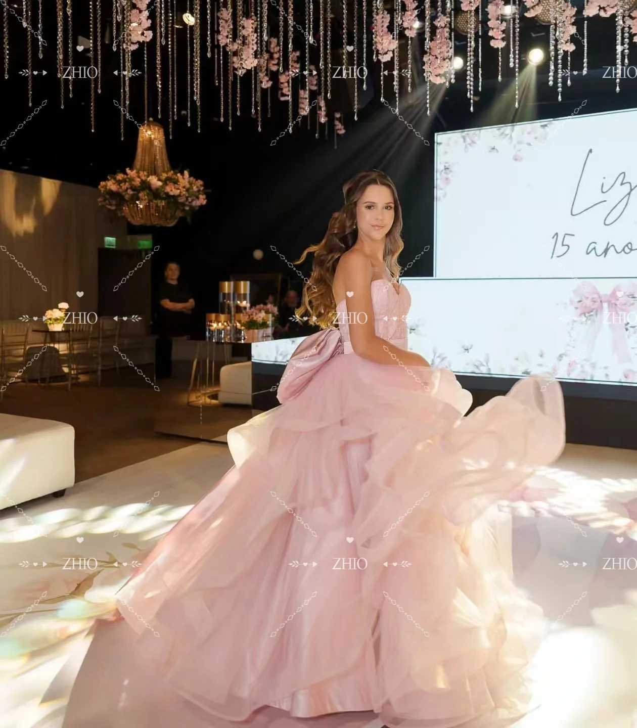 ZHIO سباركي الخرز ثوب مسائي بدون حمالات ثنيات القوس سويب تراين الولايات المتحدة امرأة فساتين حفلات الزفاف فستان مخصص Fساتين