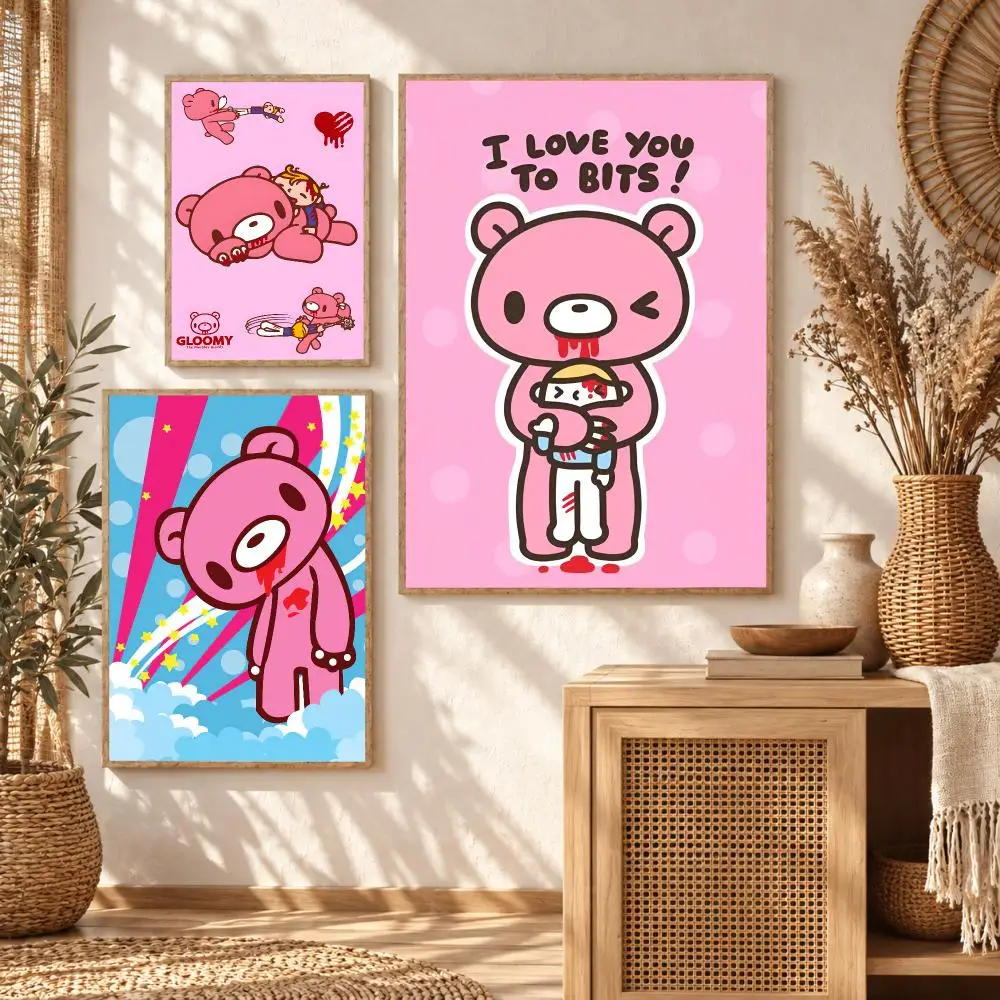 Cute Cartoon G-gloomy Bear Painting Calligraphy Modern Canvas Wall Art Prints for Living Room Decor | Wall Decals