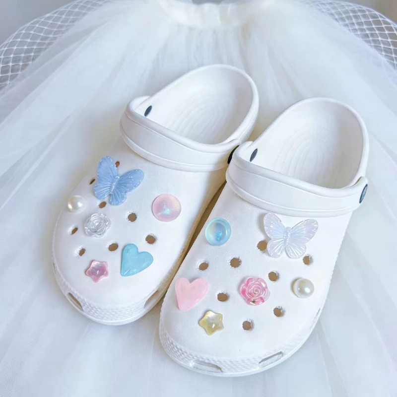 New Butterfly Love Designer Hole shoe Charms Set Fit Childre