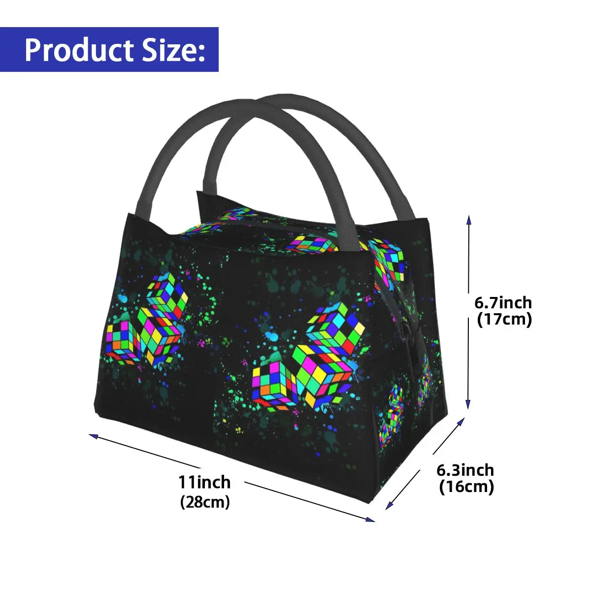 Rubix Rubiks Rubics Insulated Lunch Bag for School Picnic Storage Food Boxes Portable Container Cooler Thermal Lunch Box Tote