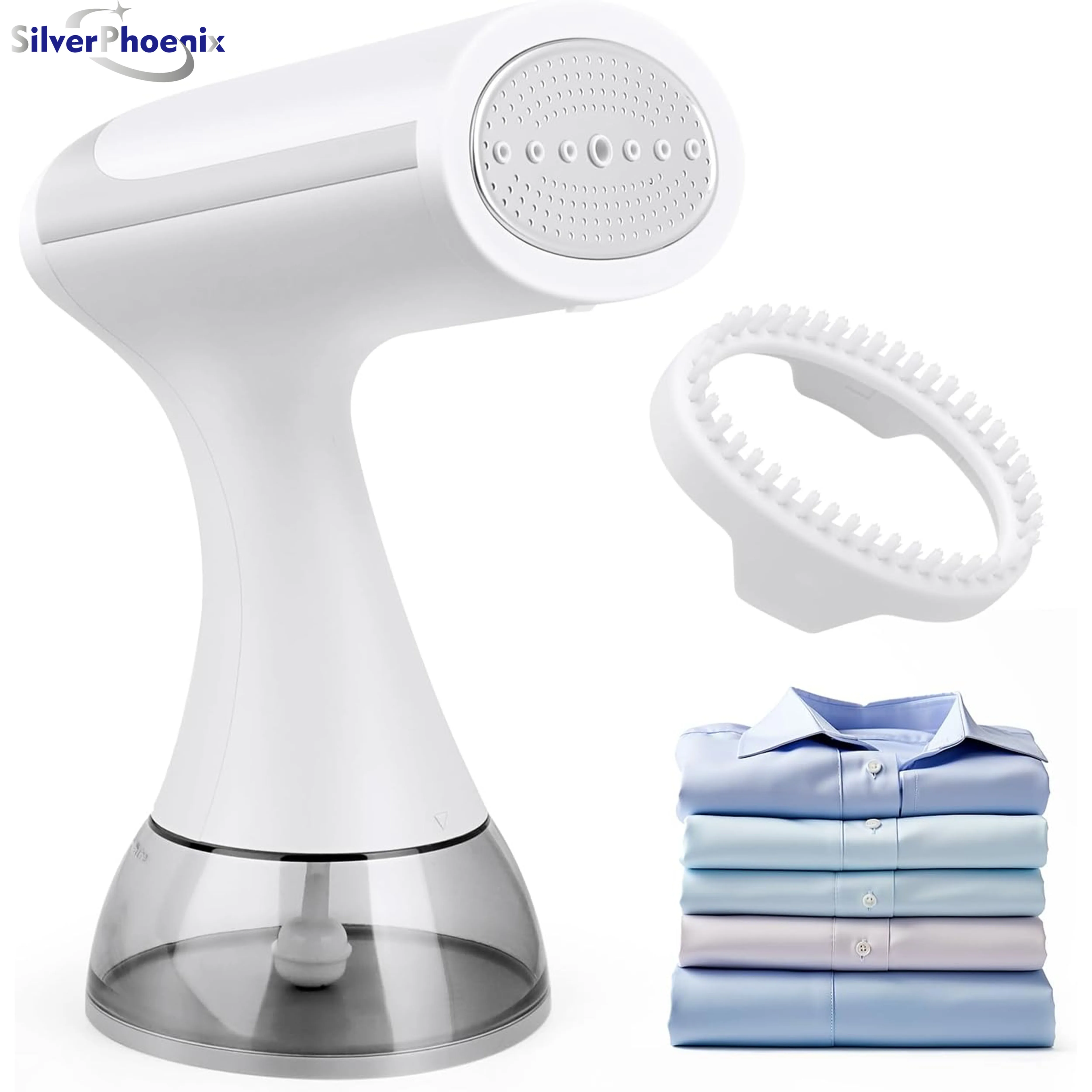 

Портативный ручной отпариватель для одежды — мощное средство для удаления морщин с одежды мощностью 1500 Вт, быстрый предварительный нагрев, съемный резервуар для воды, — белый