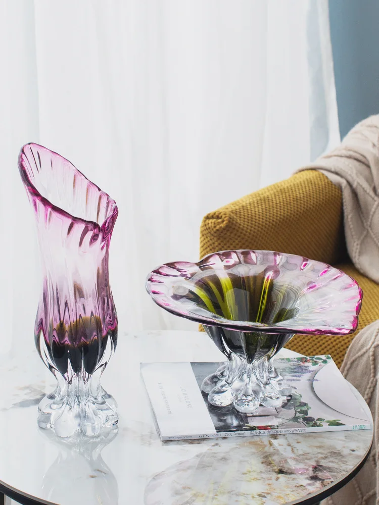 

Современный набор декоративных ваз из стекла в стиле лайт-люкс с градиентным фиолетовым эффектом, для гидропоники, фруктовница, украшения для гостиной и дома.