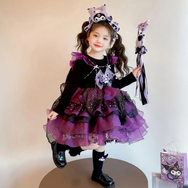 

Kuromi Хэллоуин детская кавайная юбка принцессы Sanrio косплей для девочек осень-зима новая пышная юбка с героями мультфильмов аниме подарок на праздник
