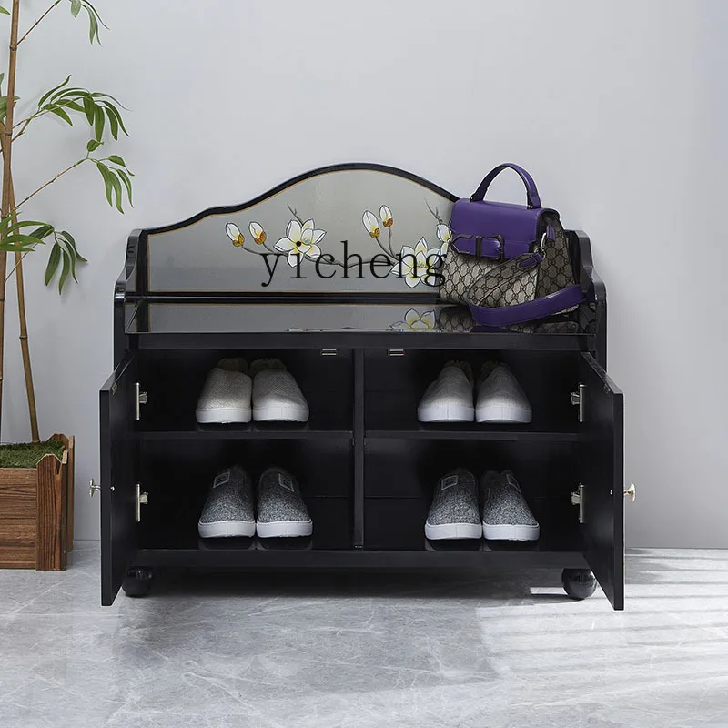 

Shoe Cabinet Shoe Bench New Chinese Style Storage Bench Entrance Long Bench Decorative Storage