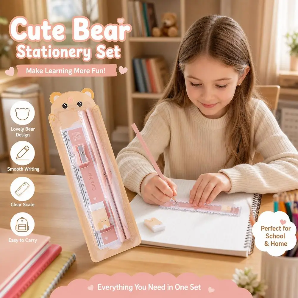 Cute Learning Stationery Set Gift Box Student Rewards Small Gift Pencils Essential School Supplies for Kids