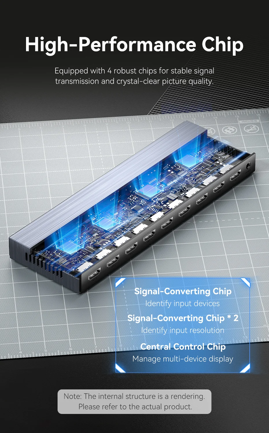 Intervention HDMI Splitter 1 in 8 Out Adapter 4k 60Hz HDMI 2.0 1x8 Umschalter mit Netzteil für TV Xbox PS4 Blu-ray Player HD-Kabel – Detail 8