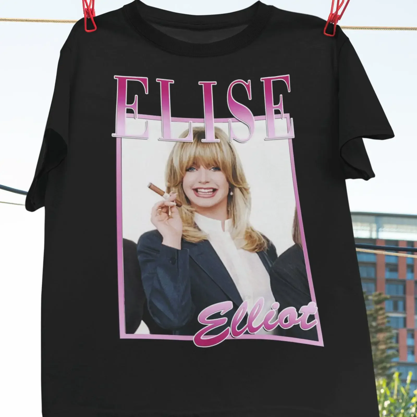 Elise Elliot Vintage T Shirt Comedy Actor 90S Film First Wives Poster Golide Hawn vintage Washed Unisex Soft Versatile homme