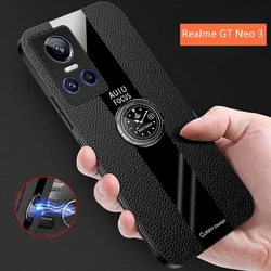 Funda For Realme GT Neo 3 Case Car Holder Phone Cover For Realme GT Neo 3 Case Luxury Leather Soft Silicone Shockproof Bumper