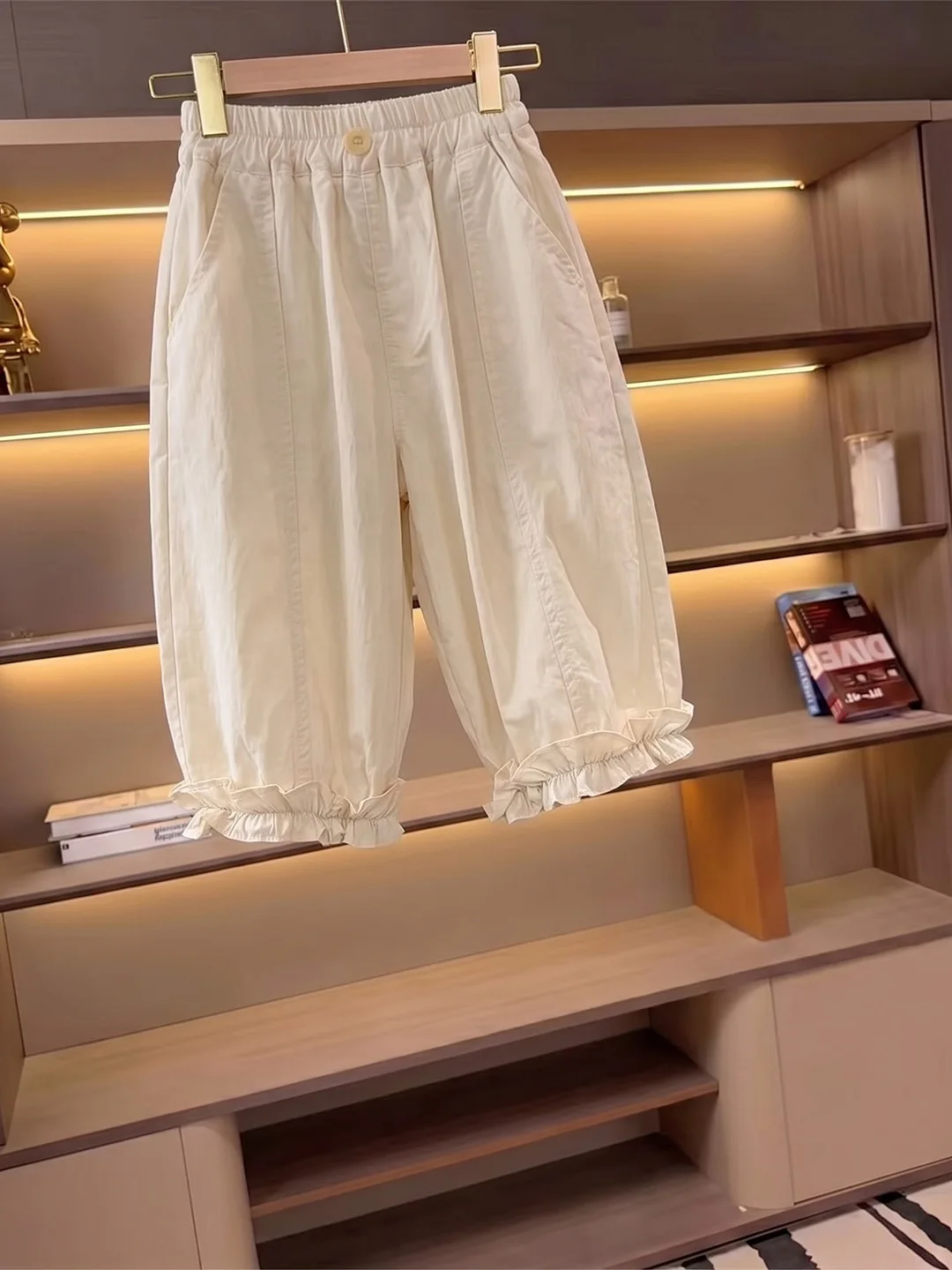 Girls Ruffle Sweatpants Summer New Style Loose Cuffed Pants Baby Girls Loose Mosquito Proof Pants High Waist Straight Leg Pants