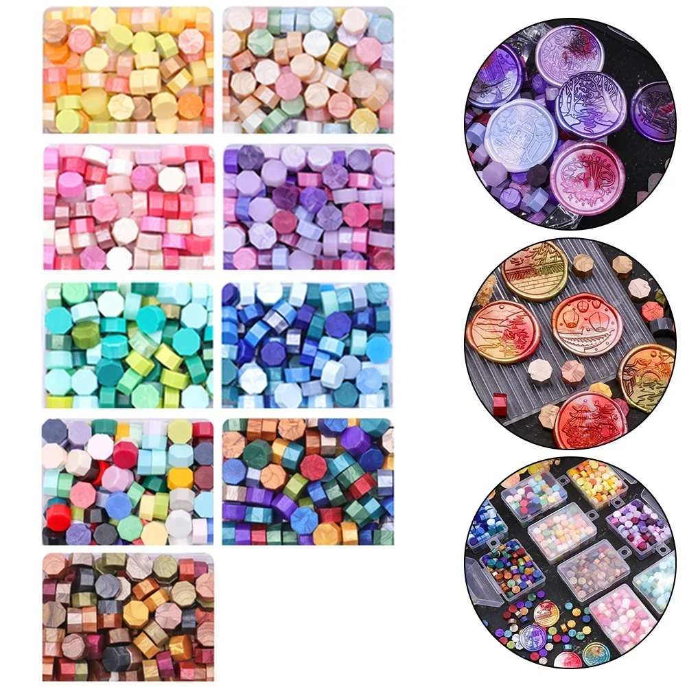 100Pcs Boxed Mixed Color Wax Particles Lacquer Stamp Sealing Wax Octagonal Beads Christmas Wedding Invitation DIY Scrapbooking