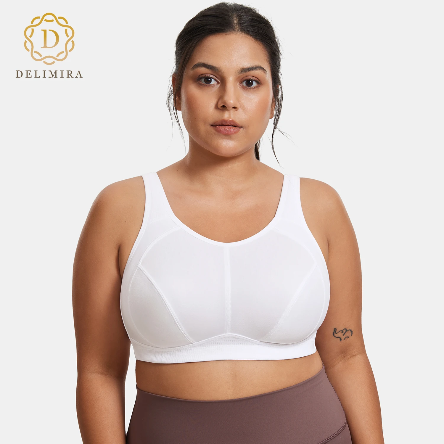 Plus Size Sports Bra for Women High Support Full Coverage High Neck No Padded Wireless Active Bras