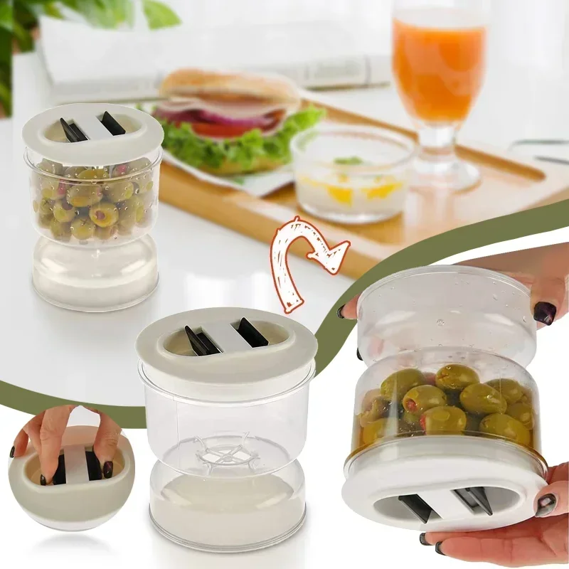 Large Pickles Store Jar Wet and Dry Dispenser Pickle Flip Can Pickle Hourglass Jar Cucumber Separation Container with Strainer