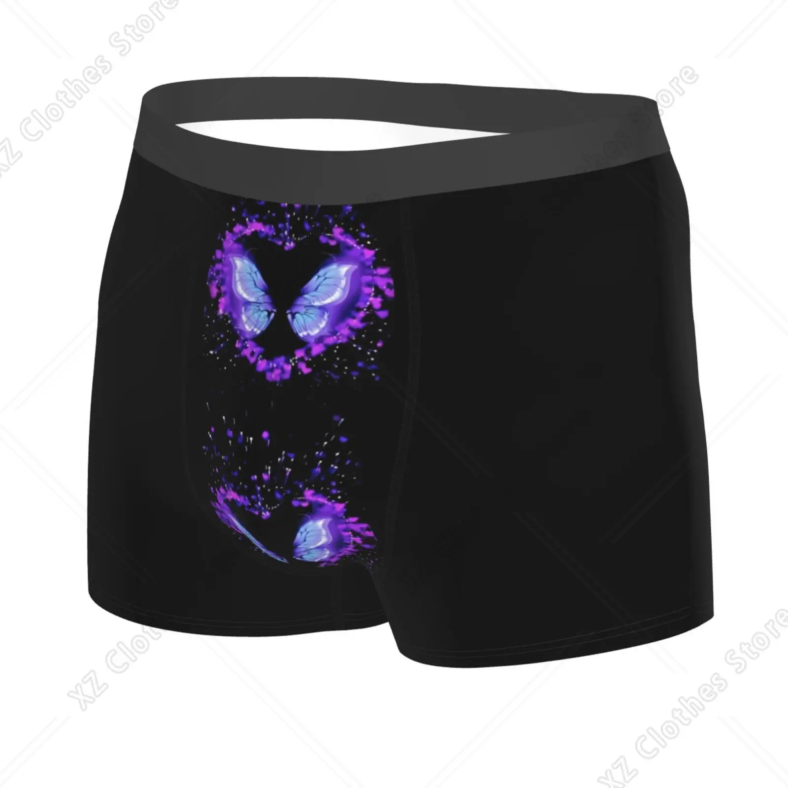 Purple Love Butterfly Print Men Underwear Boxers Breathable Mens Boxershorts Men's Panties Underpants Man Boxers Briefs Trunks