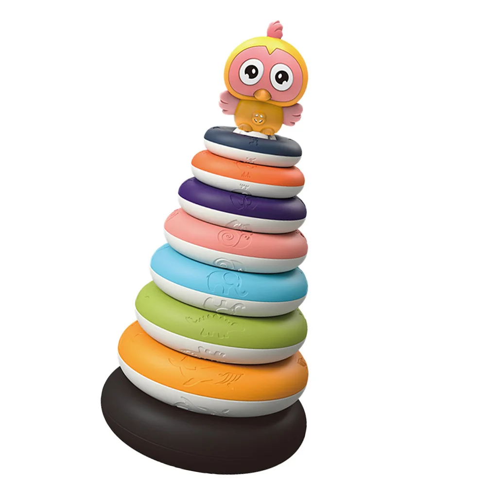 مجموعة واحدة من لعبة كومة حلقة قوس قزح لعبة تعليمية إبداعية تعزز التنسيق بين اليد والعين هدية منطقية