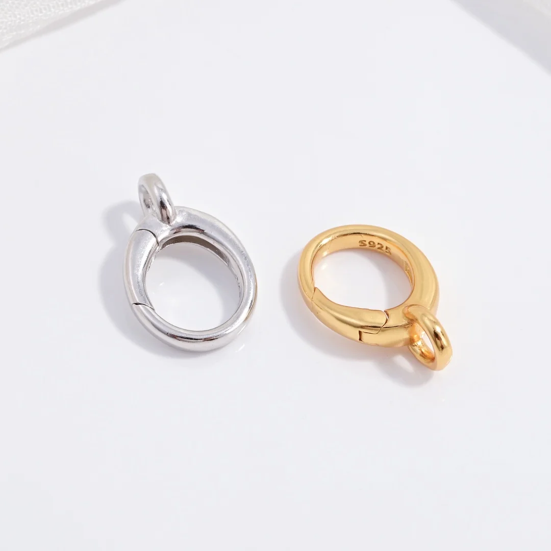 S925 Sterling Silver Round Press Spring Clasp DIY Handmade Bracelet And Necklace Connecting Clasp Accessory SK126