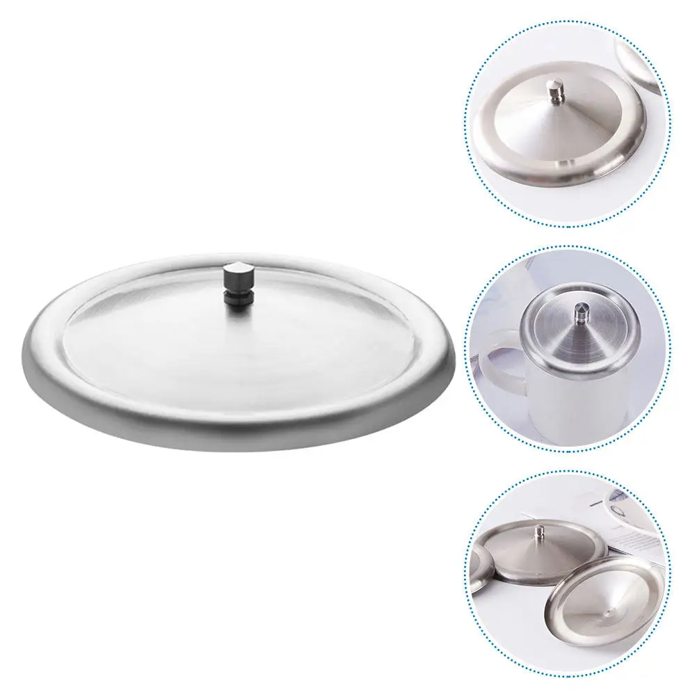 Stainless Steel Round Mug Lid Universal Water Cup Cover for Hot Cold Drinks Spill Resistant Reusable Drink Lid for Sports Home