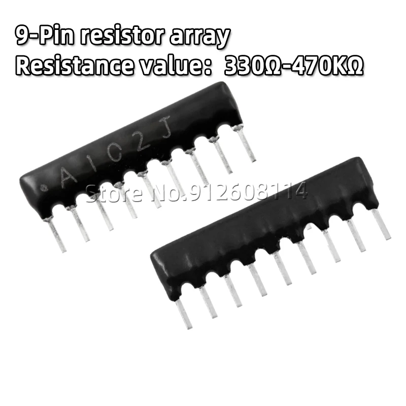 10PCS 9-pin 9P esclusione 1K 10K 2K 4.7K A103J A102J A472J A202J A222J A302J A512J A203J A303J A333J A473J array di resistori di rete
