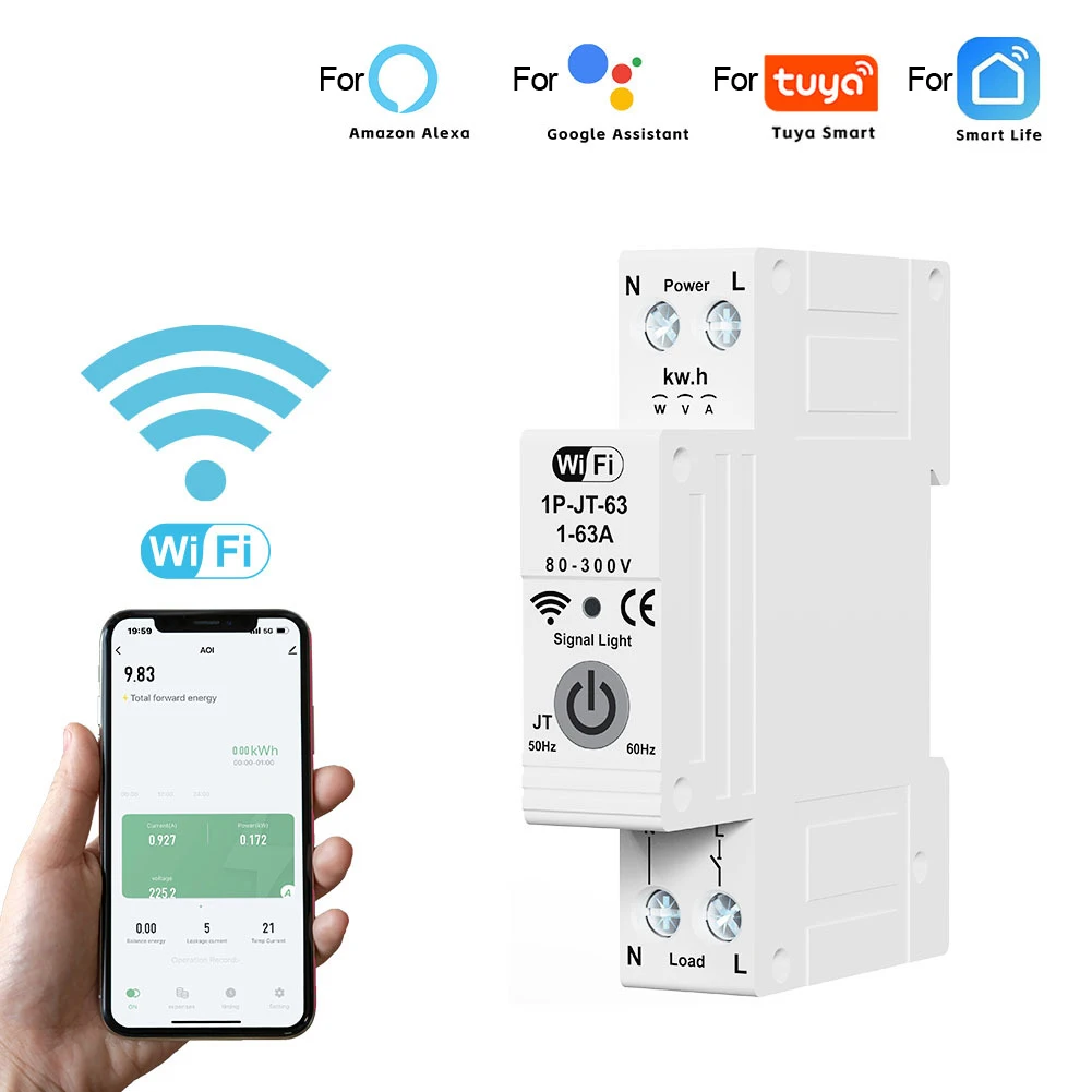 For Tuya Wifi Smart Circuit Breaker Under Voltage Over Current Meter Protector Remote Control Home Wireless Remote Control