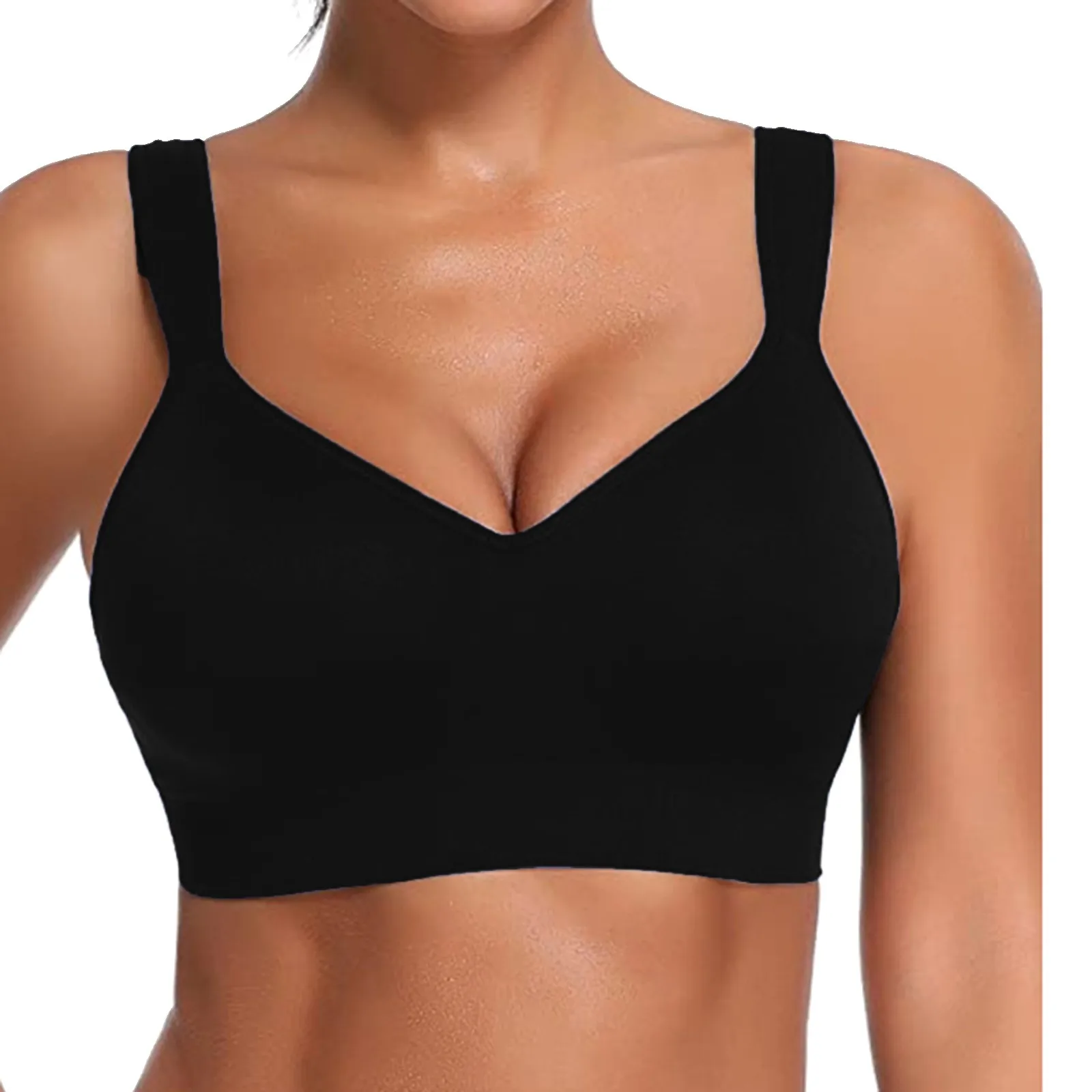 Reggiseno sportivo senza cuciture Push Up di grandi dimensioni donna elastico tinta unita biancheria intima Bdsm confortevole reggiseno canotta Lingerie femminile