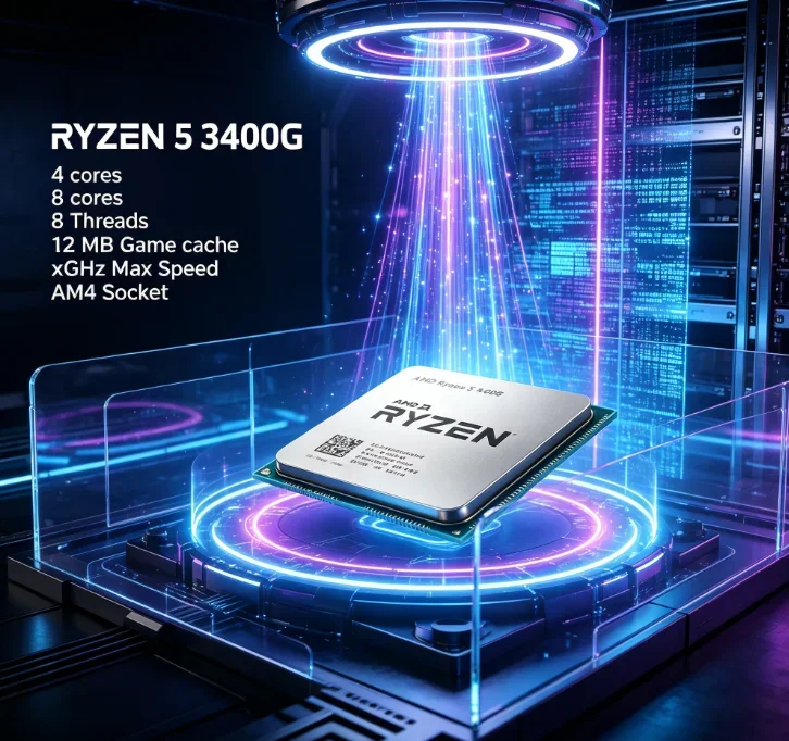 Original AMD R5 3400G Gaming CPU 4 Core 8 Thread Boost 4.2GHz Integrated Radeon Vega 11 Support Overclock Memory