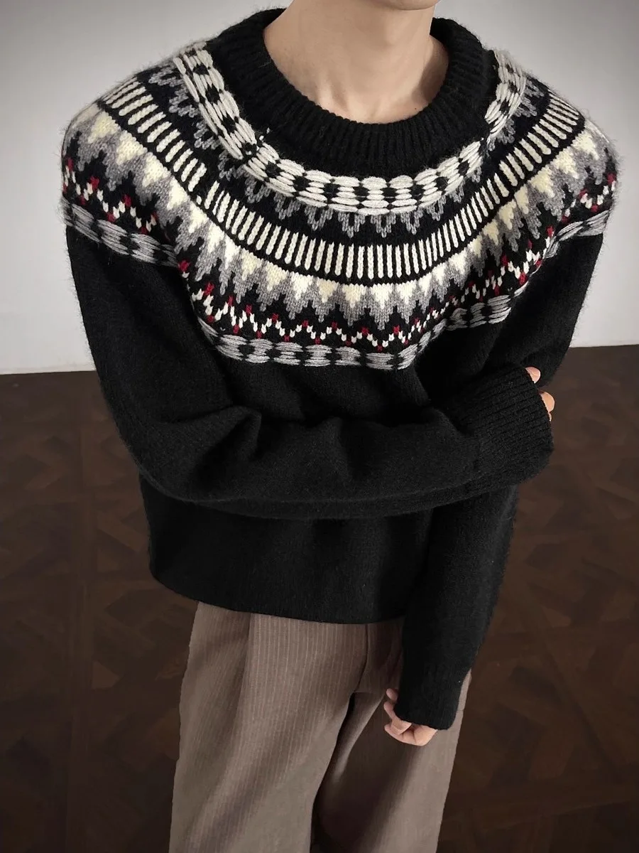 

Вязаный свитер для пары в стиле ретро, круглый вязаный свитер с кисточками и цветочным дизайном для мужчин и женщин, осень-зима, мягкий удобный длинный топ све