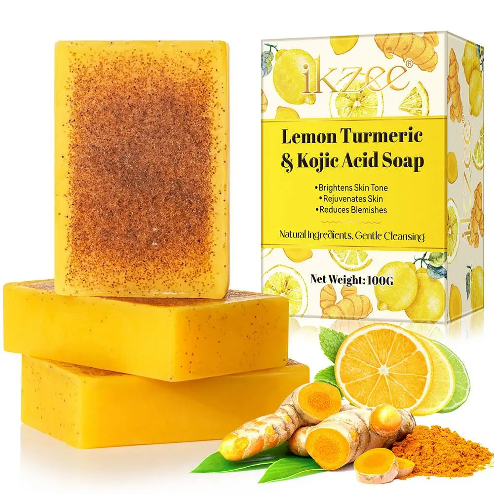

100g Lemon Loofah Soap Handmade Essential Oil Soap with Loofah Lavender Soap Rose Soap Kojic Acid Soap Turmeric Soap