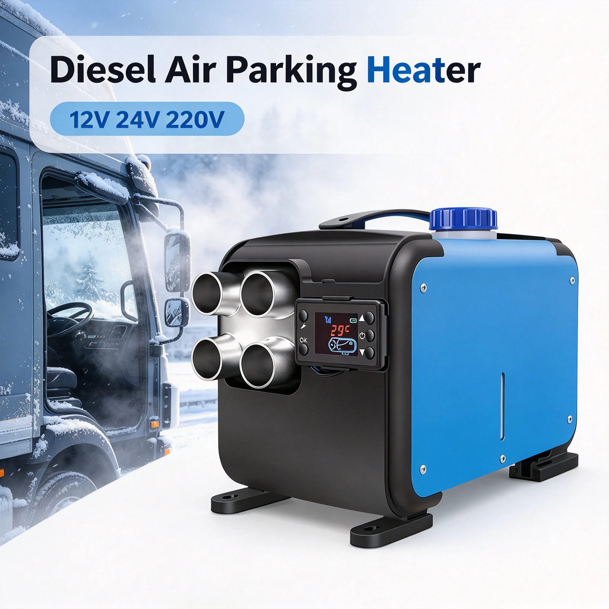 Car Engine Preheater 5KW 12V 24V 220V Diesel Air Parking Heater Wireless LCD Remote Control Warmer for Truck RV Boat Low Noise
