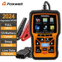 FOXWELL NT301 PLUS OBD2 Scanner Check Engine Code Reader 12V Battery Tester Automotive Scanner OBD 2 Diagnostic Tools PK ELM327