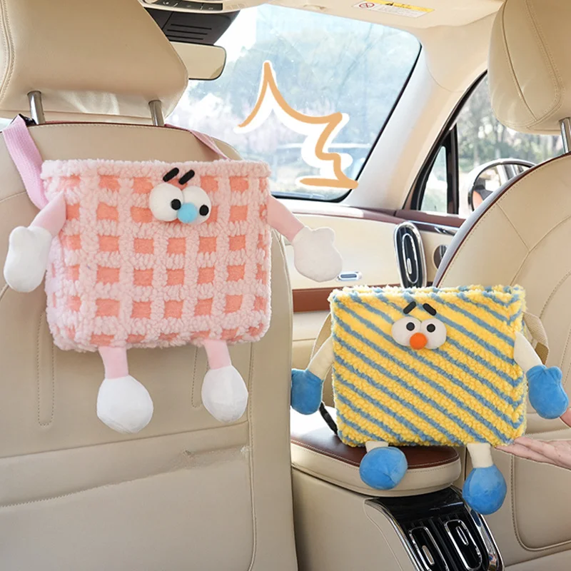 Dopamine car organizer Cartoon little monster Car trash can Car seat back organizer storage box