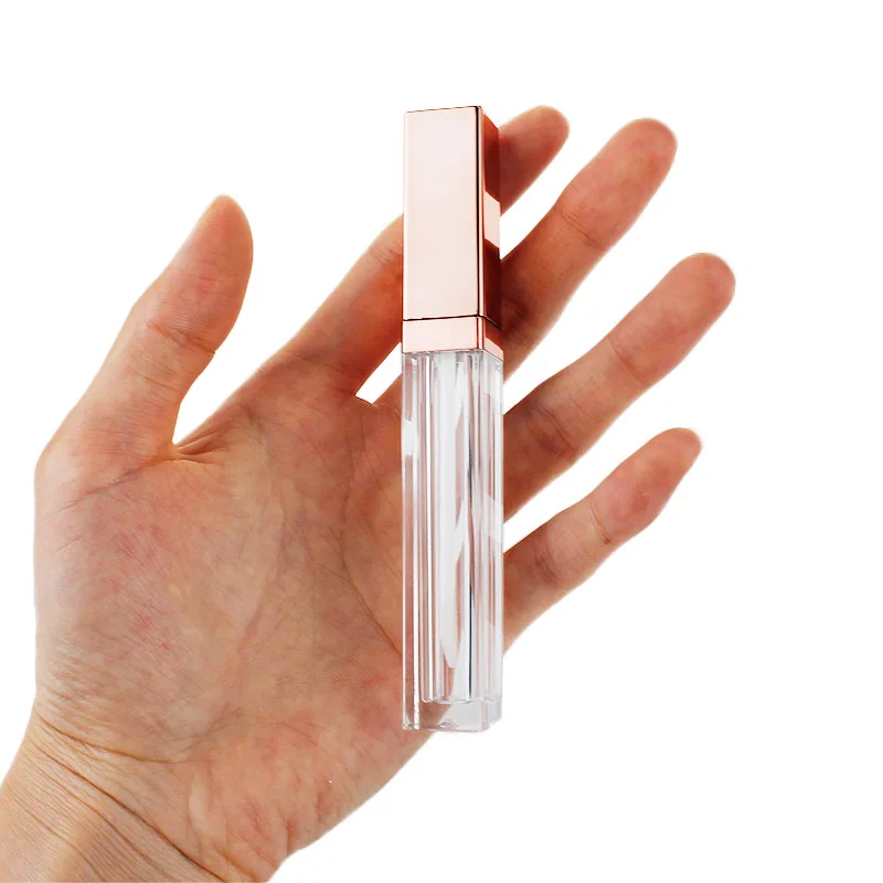 10/30/50Pcs 5ml Empty Clear Square Lip Gloss Tube Packaging with Rose Gold Cap Lip Gloss Bottle Liquid Lipstick Container