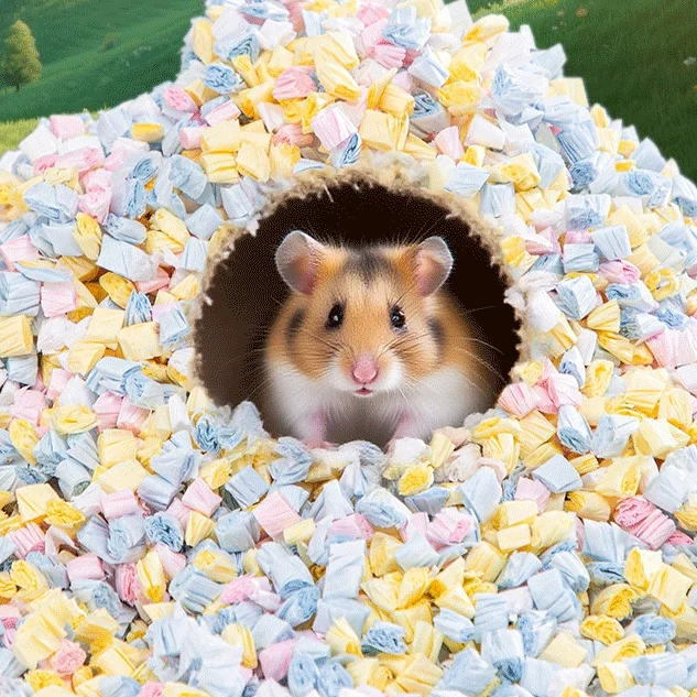 Dust-Free Odor-Control Decorative Paper Bedding for Small Pets - Soft Absorbent Fiber Liner for Hamsters & Chinchillas