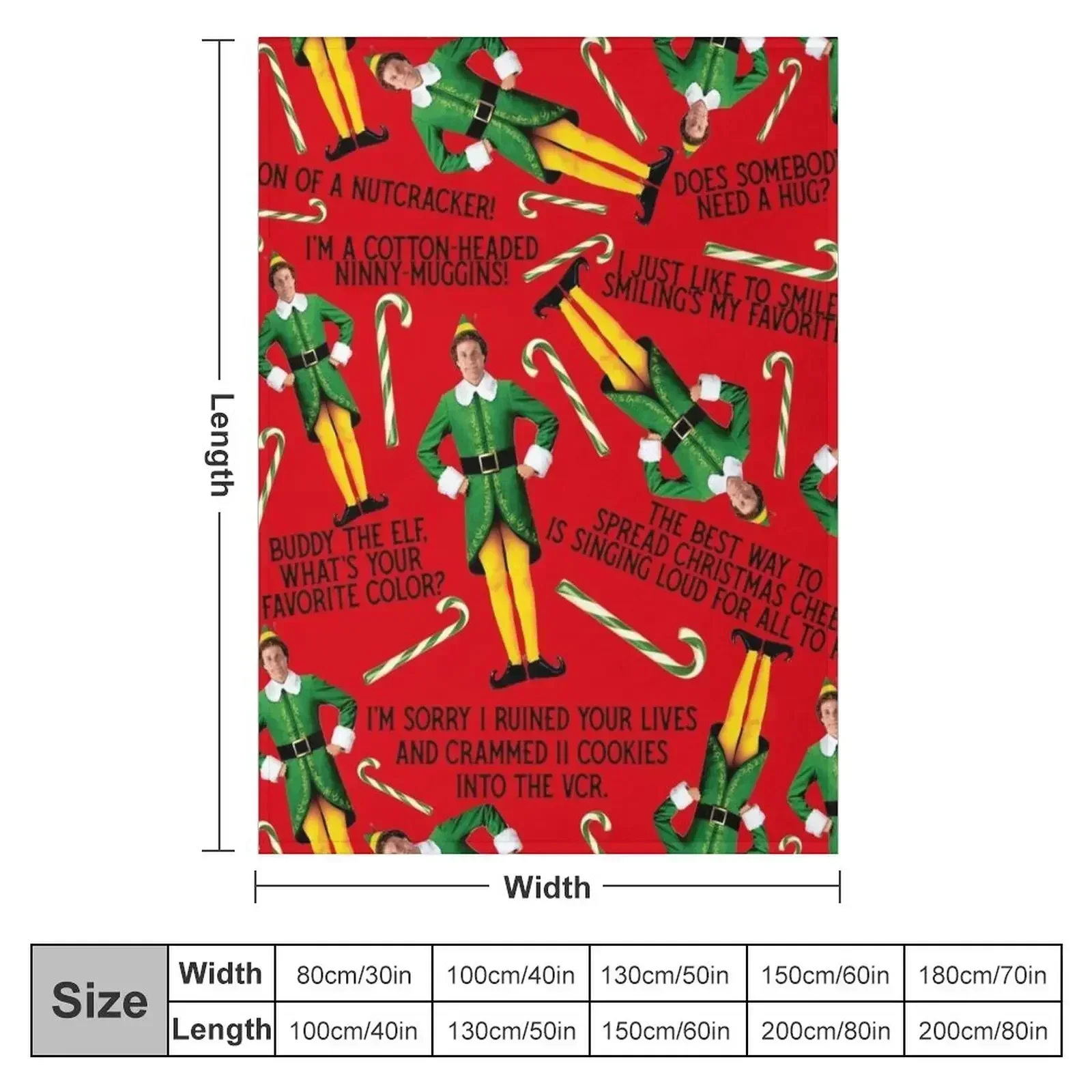 Buddy the Elf Print Throw Blanket couch cozy soft plush fuzzy picnic outdoor blanket