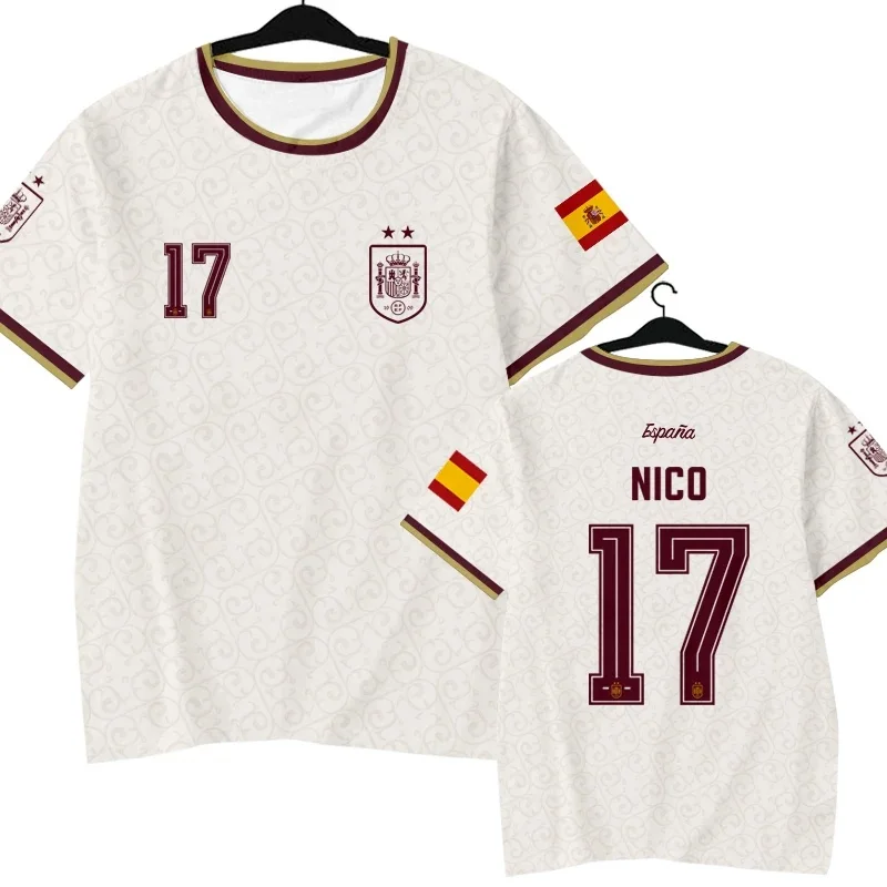 2026 Spanien Team Spielerstil Yamal Fußballtrikot # 2 # 3 # 11 # 15 # 17 # 22 # 24 atmungsaktive, schnelltrocknende T-Shirts passend zur Sportbekleidung – Detail 16