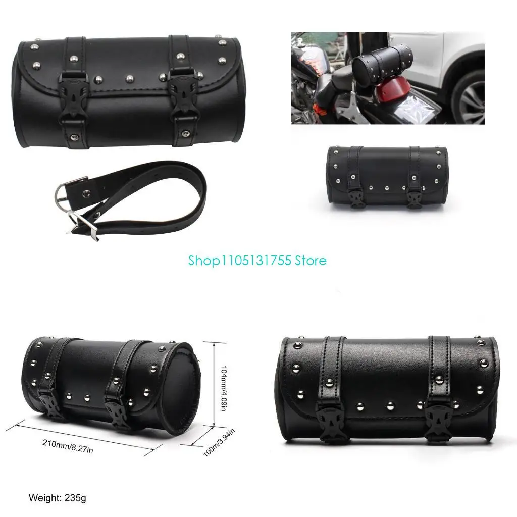 

K0EF Leather Motorcycle Saddlebag Fork Bag Universal Motorbike Handlebar Tool