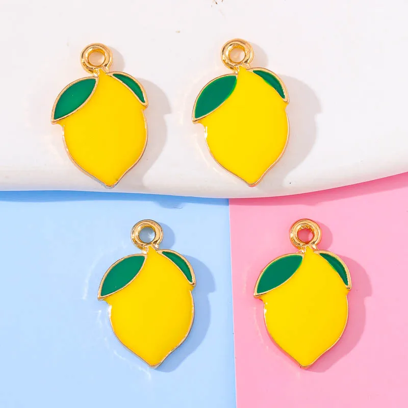 10Pcs 13*20mm Yellow Lemon Pendants DIY Fashion Necklace Bracelets Earrings Accessories Charms For Jewelry Making Craft Supplies