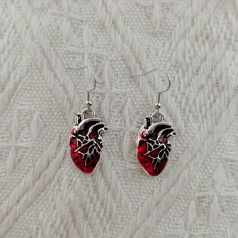 10pcs Gothic Punk Horror Red Bleeding Heart Earrings Halloween Party