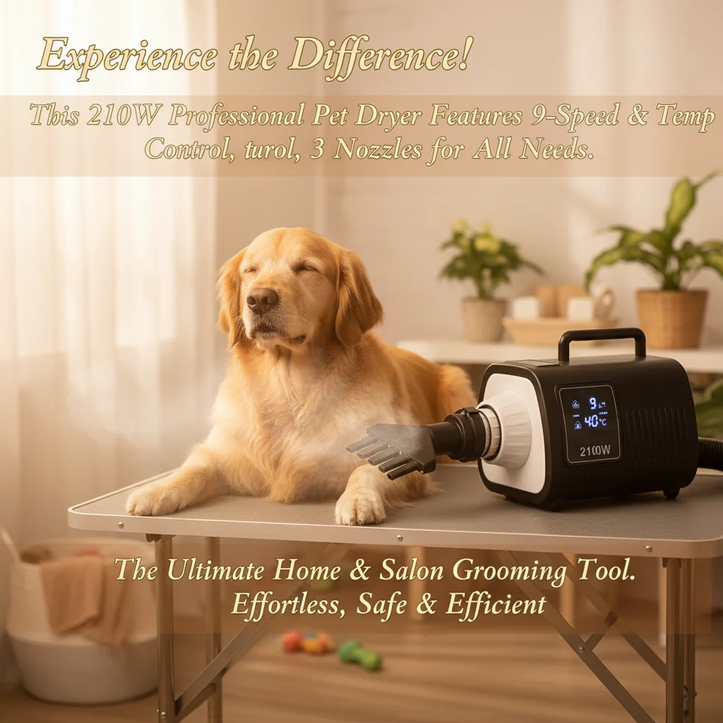 

Профессиональный фен для животных 2100 Вт, фен для груминга собак с 9 скоростями и температурными режимами, сенсорный экран, черный, для кошек и собак, вилка стандарта США