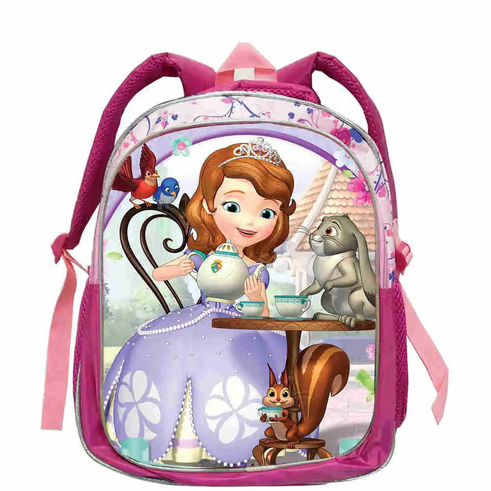 12.5inch Toddler Pink  Mochilas Child princess cartoon School Bag Kids Fashion princess sofia Backpack small Girls Baby Book bag