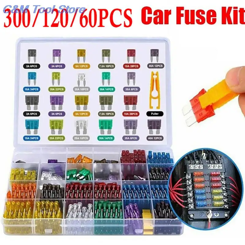 300/120/60Pcs Truck Blade Car Fuse Kit The Fuse Insurance Insert Auto Accessorie