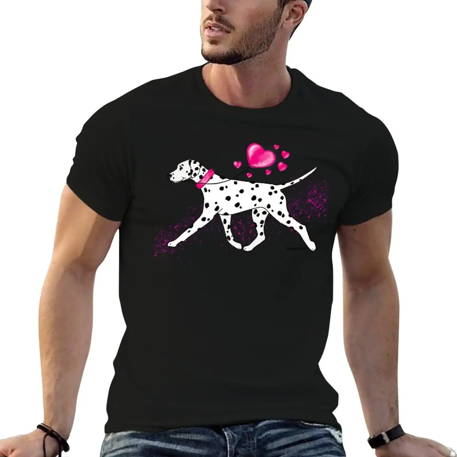 Dalmatian and Hearts T-Shirt essential t shirt cute tops custom shirt plus size men clothing