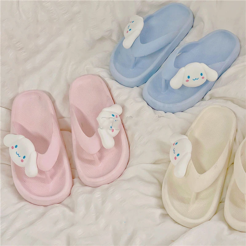 Kawaii Sanrio Sandals Cinnamoroll Accessories Cute Cartoon Anime Slipper Thick Bottom Flip-Flops Non-Slip Home Toy for Girl Gift