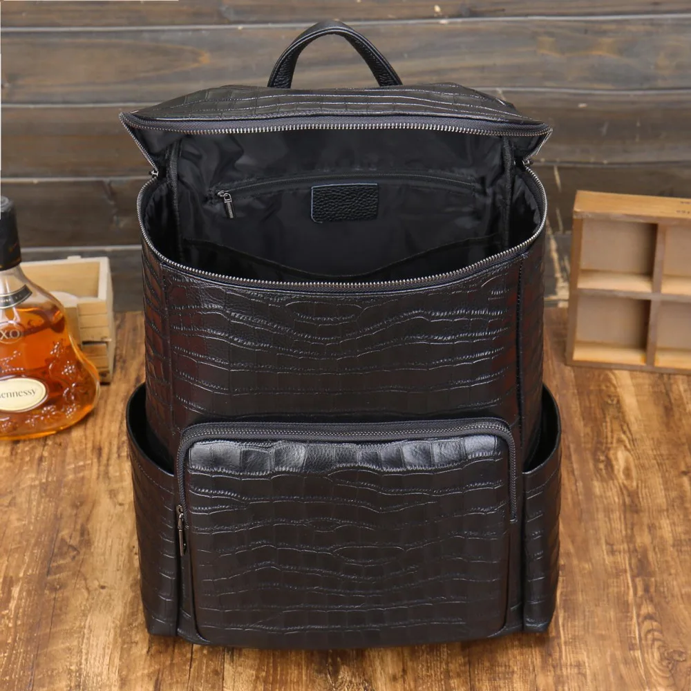 2024 New Fashion Men Backpacks Alligator Male Korean Student Backpack Large Boy Business Casual Laptop School Computer Bags