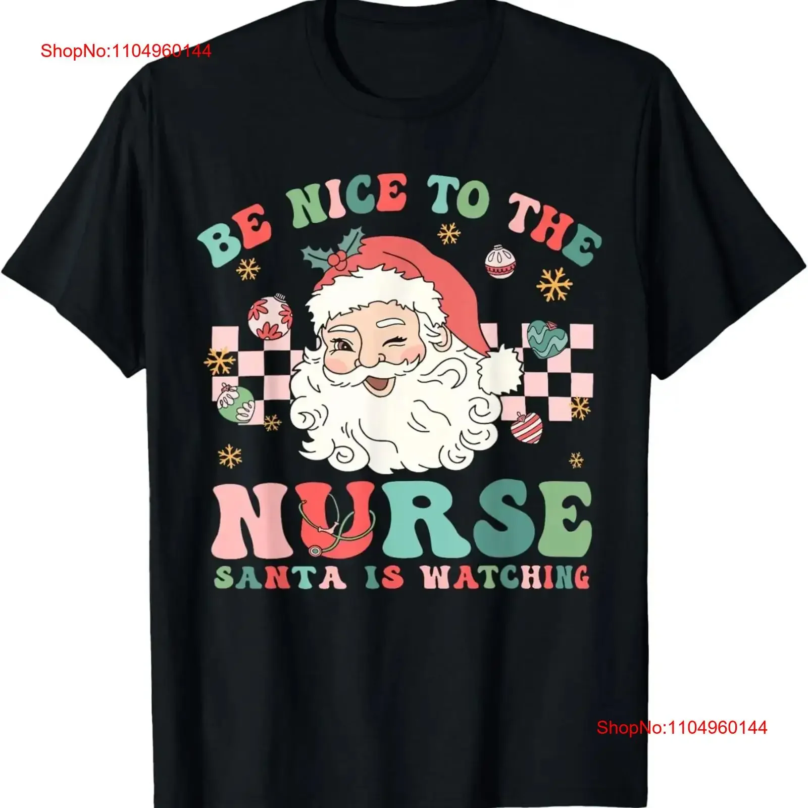 تي شيرت ممرضة عيد الميلاد كن لطيفًا لسانتا يشاهد ملابس عتيقة مغسولة أنيقة وناعمة ومتعددة الاستخدامات كاجوال #1