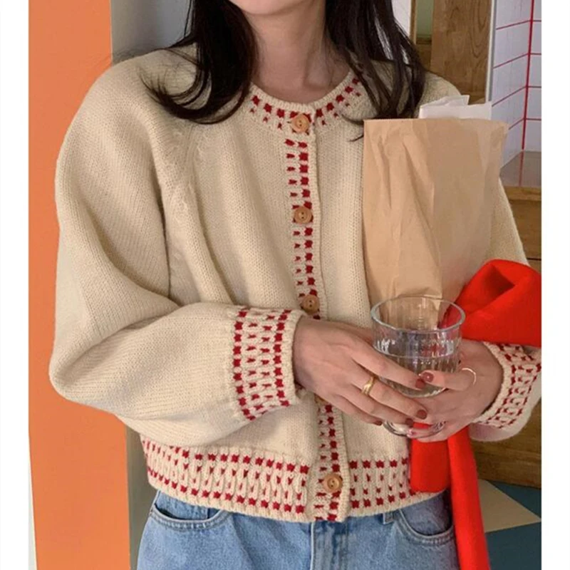 2025 Long Sleeve Knitted Cardigan Loose Sweater Winter Women Autumn O-neck Korean Coats Elegant Casual Fashion Knitwear Clothes